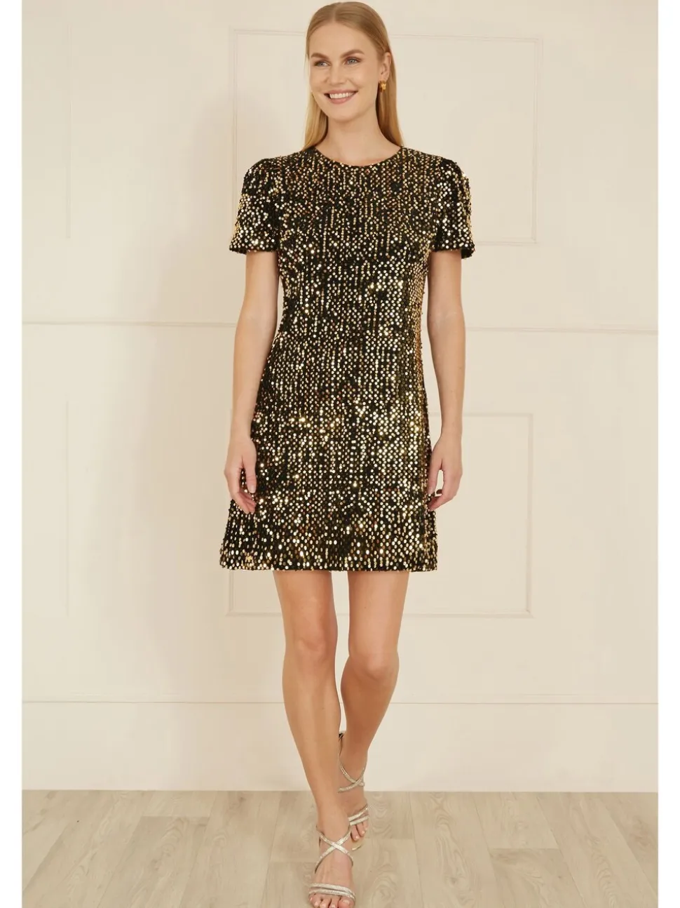 Yumi Gold Sequin Tunic Dress