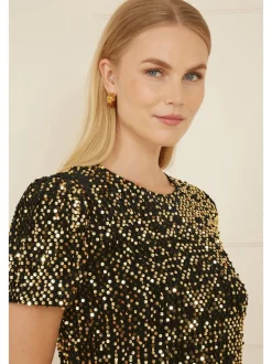 Yumi Gold Sequin Tunic Dress