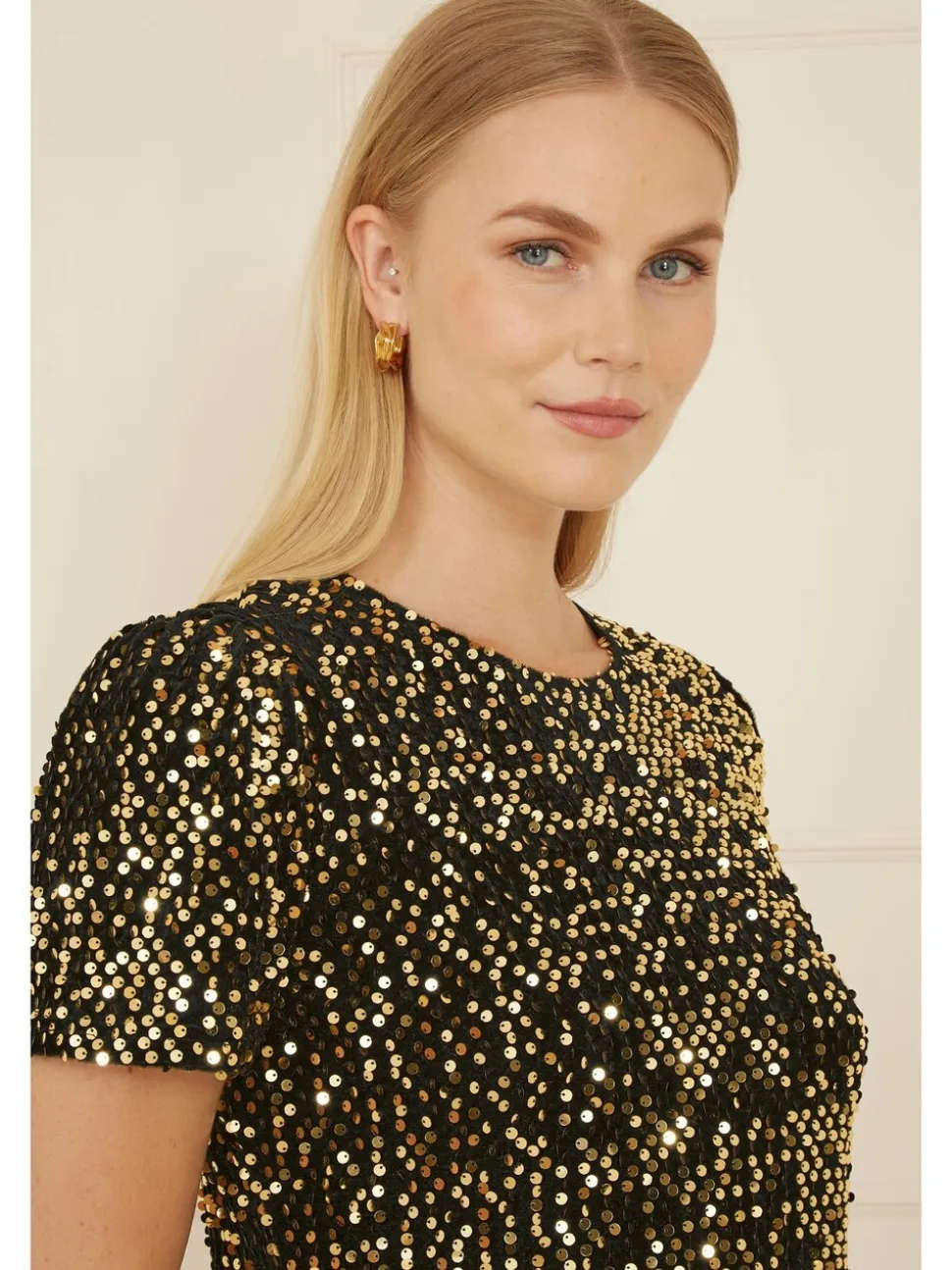 Yumi Gold Sequin Tunic Dress