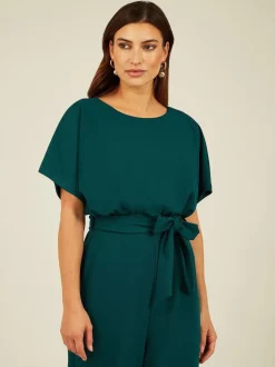 Yumi Green Batwing Stretch Jumpsuit