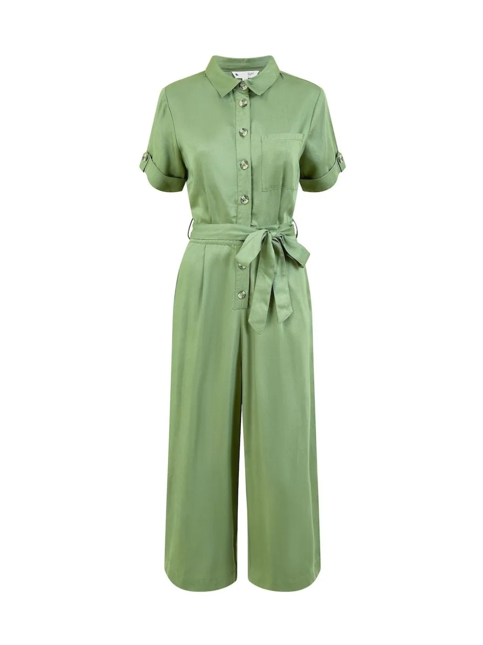 Yumi Green Twill Viscose Utility Jumpsuit
