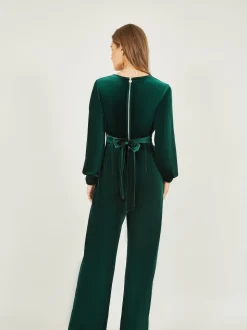 Yumi Green Velvet Long sleeve Jumpsuit