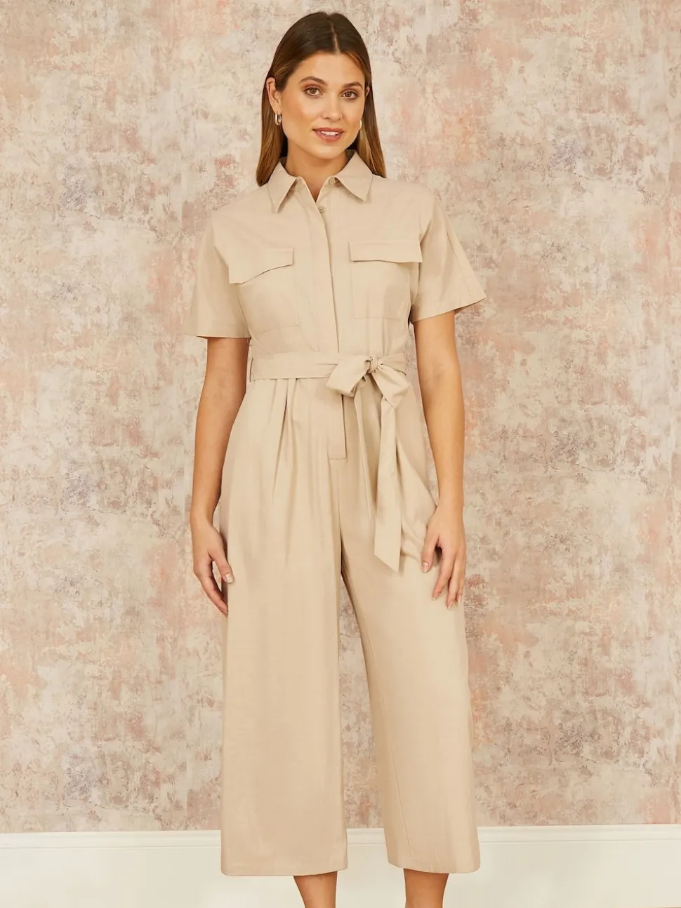 Yumi Natural Relaxed Fit Utility Jumpsuit