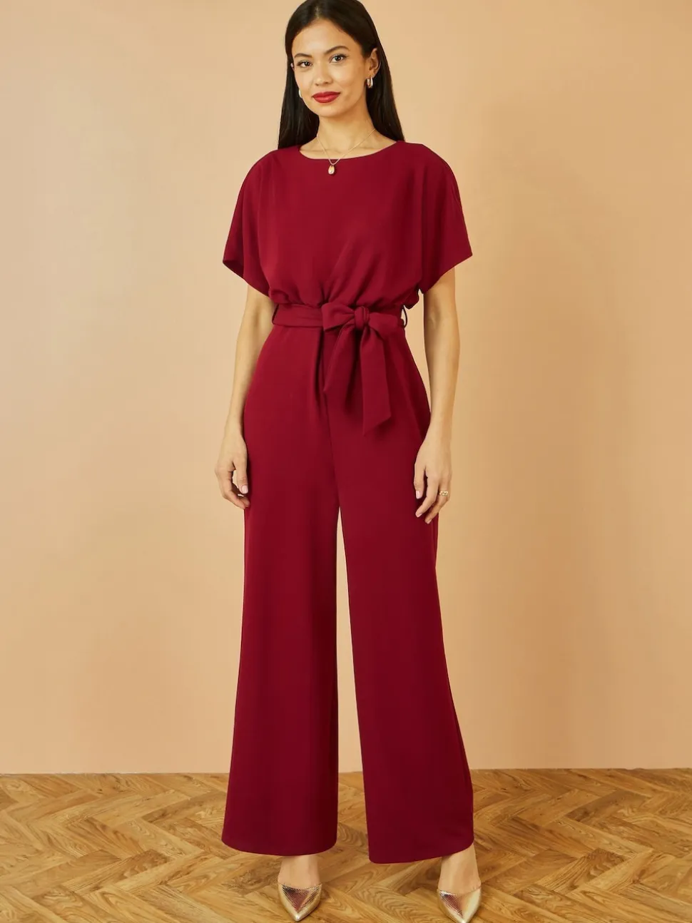 Yumi Red Batwing Stretch Jumpsuit
