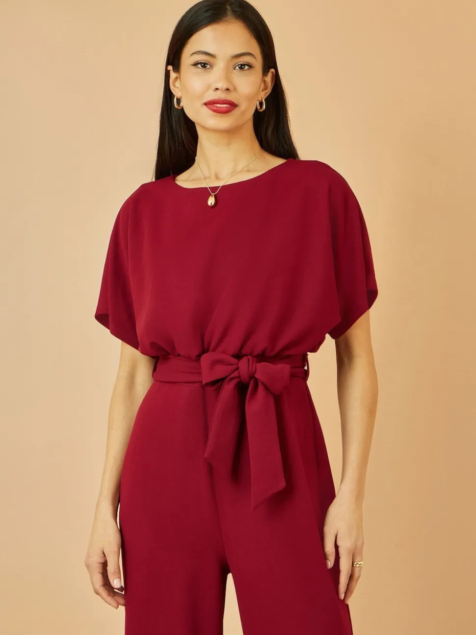 Yumi Red Batwing Stretch Jumpsuit