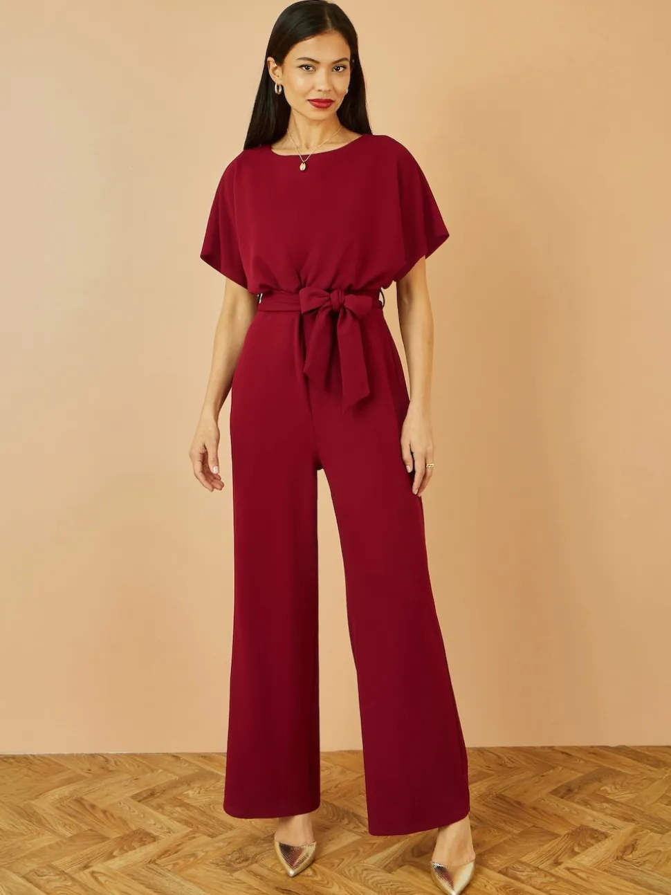 Yumi Red Batwing Stretch Jumpsuit
