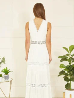 Yumi White Lace Trim Sun Dress