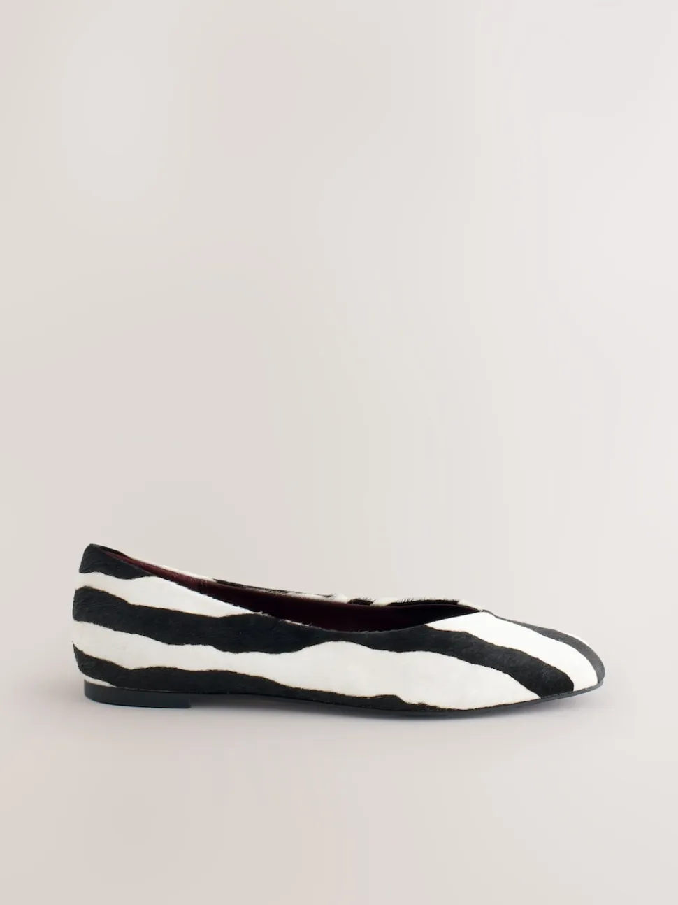 Zebra Forever Comfort® Leather Squoval Toe Ballet Flats