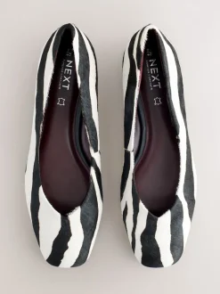 Zebra Forever Comfort® Leather Squoval Toe Ballet Flats