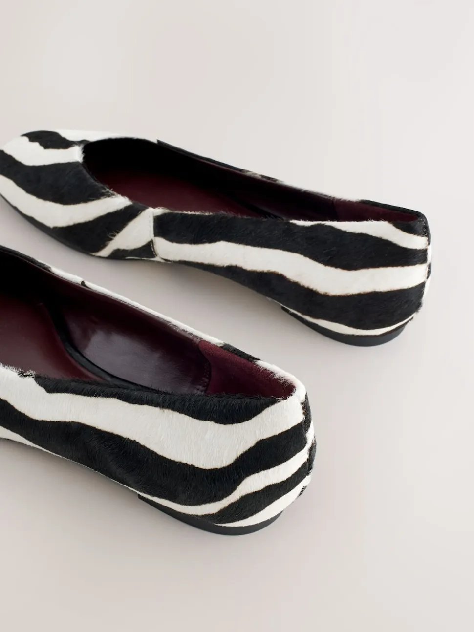 Zebra Forever Comfort® Leather Squoval Toe Ballet Flats